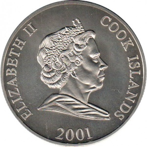 Аверс монеты Острова Кука, 1 доллар, 2001, XIX зимние Олимпийские Игры, Солт-Лейк-Сити 2002