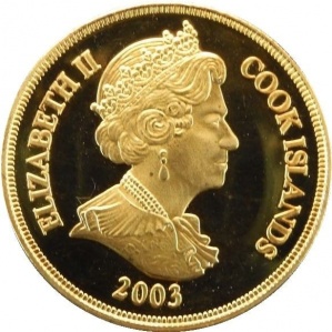 Аверс монеты Острова Кука, 1 доллар, 2003, 50 лет Playboy