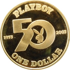 Реверс монеты Острова Кука, 1 доллар, 2003, 50 лет Playboy