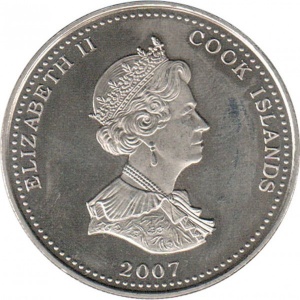 Аверс монеты Острова Кука, 1 доллар, 2007, Англия ждёт, что каждый выполнит свой долг - адмирал Нельсон и два корабля