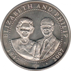 Реверс монеты Острова Кука, 1 доллар, 2007, Елизавета в платье, Филипп в костюме