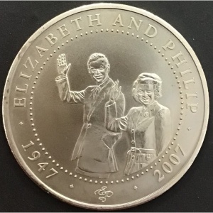 Реверс монеты Острова Кука, 1 доллар, 2007, Елизавета и Филипп приветствуют людей