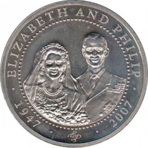 Реверс монеты Острова Кука, 1 доллар, 2007, Елизавета в свадебной фате