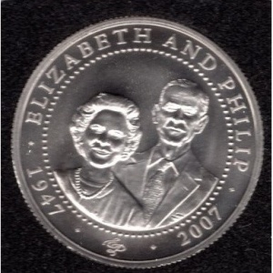 Реверс монеты Острова Кука, 1 доллар, 2007, Елизавета в платье, Филипп в костюме