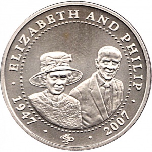 Реверс монеты Острова Кука, 1 доллар, 2008, Елизавета справа и Филипп слева