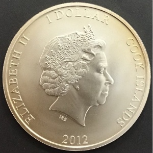 Аверс монеты Острова Кука, 1 доллар, 2012, Ее Величество Королева Елизавета II - Бриллиантовый юбилей