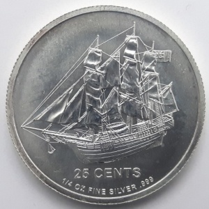 Реверс монеты Острова Кука, 25 центов, 2012-2015, HMS Bounty