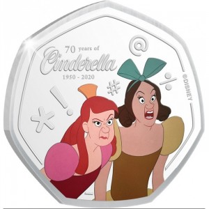 Реверс монеты Острова Кука, 25 центов, 2020, 70 лет мультфильму "Золушка" - Двойная проблема