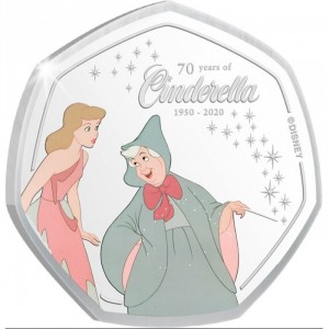 Реверс монеты Острова Кука, 25 центов, 2020, 70 лет мультфильму "Золушка" - Добрая фея