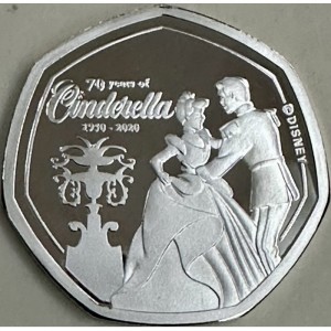 Реверс монеты Острова Кука, 25 центов, 2020, 70 лет мультфильму "Золушка" - Сказочный момент