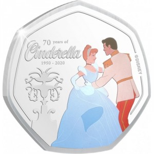Реверс монеты Острова Кука, 25 центов, 2020, 70 лет мультфильму "Золушка" - Сказочный момент, Цветное покрытие