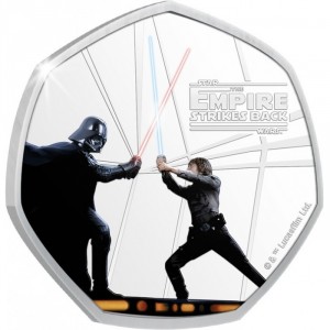Реверс монеты Острова Кука, 25 центов, 2020, Звёздные войны. Эпизод V: Империя наносит ответный - Дуэль в облачном го…