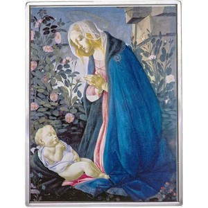 Реверс монеты Острова Кука, ¼ доллара, 2016, Музейная коллекция - Богородица, поклоняющаяся спящему младенцу Христу