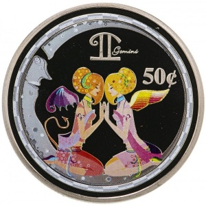 Аверс монеты Острова Кука, 50 центов, 2003, Знаки зодиака - Близнецы