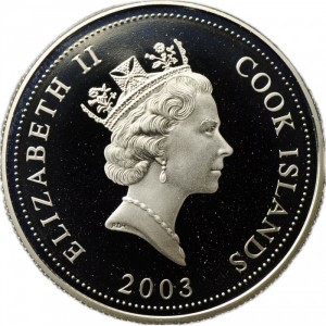 Аверс монеты Острова Кука, 50 центов, 2003, Дикая природа Азии - Тайваньский пресноводный лосось /Oncorhynchus masou …