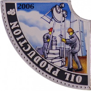 Реверс монеты Острова Кука, 50 центов, 2006, Нефтяная промышленность /Два рабочих/
