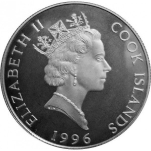 Аверс монеты Острова Кука, 1 доллар, 1996, Вымирающие виды - Слоны
