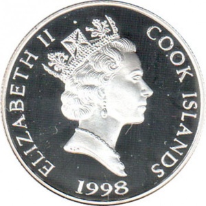 Аверс монеты Острова Кука, 1 доллар, 1998, Чемпион мира по футболу 1998 - Франция