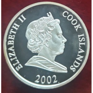Аверс монеты Острова Кука, 1 доллар, 2002, Третье место на чемпионате мира по футболу 1954 - Австрия