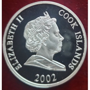 Аверс монеты Острова Кука, 1 доллар, 2002, Третье место на чемпионате мира по футболу 1962 - Чили