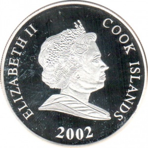 Аверс монеты Острова Кука, 1 доллар, 2002, XIX зимние Олимпийские Игры, Солт Лейк Сити 2002 - Санный спорт