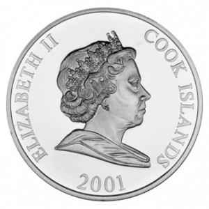 Аверс монеты Острова Кука, 1 доллар, 2001, Первое место на чемпионате мира по футболу 1958, 1962, 1970, 1994, 2002 - …