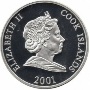 Аверс монеты Острова Кука, 1 доллар, 2001, Второе место на чемпионате мира по футболу 1938, 1954 - Венгрия