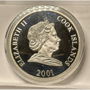 Аверс монеты Острова Кука, 1 доллар, 2001, Первое место на чемпионате мира по футболу 1930 - Уругвай