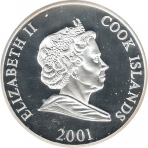 Аверс монеты Острова Кука, 1 доллар, 2001, Первое место на чемпионате мира по футболу 1998 - Франция