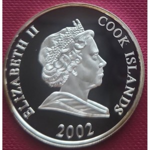 Аверс монеты Острова Кука, 1 доллар, 2002, Третье место на чемпионате мира по футболу 1958, 1986 - Франция