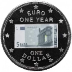 Реверс монеты Острова Кука, 1 доллар, 2003, Один год евро - 5 евро