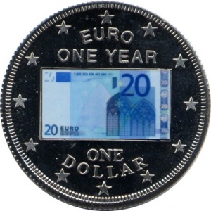 Реверс монеты Острова Кука, 1 доллар, 2003, Один год евро - 20 евро