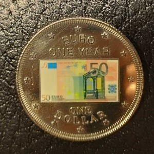 Реверс монеты Острова Кука, 1 доллар, 2003, Один год евро - 50 евро