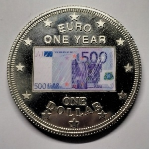 Реверс монеты Острова Кука, 1 доллар, 2003, Один год евро - 500 евро