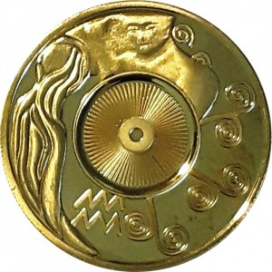 Реверс монеты Острова Кука, 1 доллар, 2003, Знаки зодиака - Водолей /медно-никелевый сплав с позолотой/