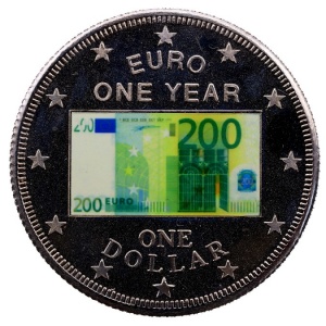 Реверс монеты Острова Кука, 1 доллар, 2003, Один год евро - 200 евро