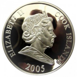 Аверс монеты Острова Кука, 1 доллар, 2005, История Британии - Чарлз Дарвин
