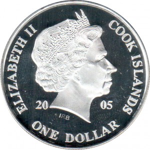Аверс монеты Острова Кука, 1 доллар, 2005, История Азии - Пуи, последний император Китая