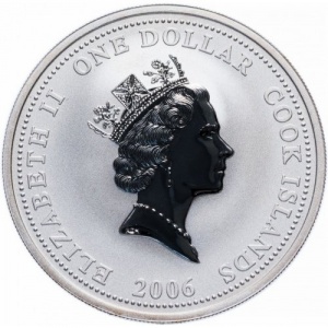 Аверс монеты Острова Кука, 1 доллар, 2006, Пожарные машины мира - Пожарный автомобиль Гарфорд