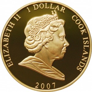 Аверс монеты Острова Кука, 1 доллар, 2007, Диана в зеленой куртке смеется