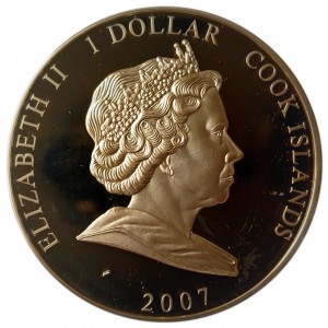 Аверс монеты Острова Кука, 1 доллар, 2007, Елизавета в пальто, Филипп в костюме