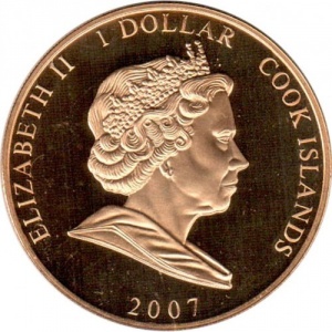 Аверс монеты Острова Кука, 1 доллар, 2007, Филипп с посохом