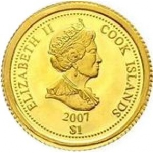 Аверс монеты Острова Кука, 1 доллар, 2007, 2 Евро, Кипр 2008