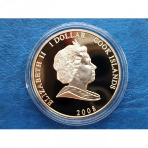 Аверс монеты Острова Кука, 1 доллар, 2008, Поет в белом платье