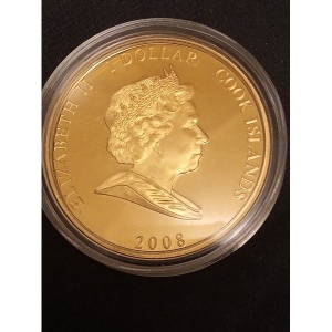 Аверс монеты Острова Кука, 1 доллар, 2008, Елизавета и Филипп в шляпах
