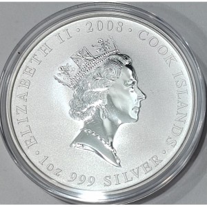 Аверс монеты Острова Кука, 1 доллар, 2008, Великолепный пион - Розовый пион