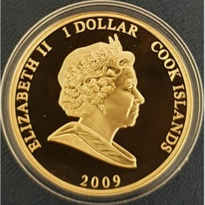 Аверс монеты Острова Кука, 1 доллар, 2009, 40 лет полету "Аполлон-11"