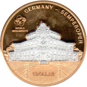 Реверс монеты Острова Кука, 1 доллар, 2009, Мировые Памятники Архитектуры - Опера Земпера, Дрезден