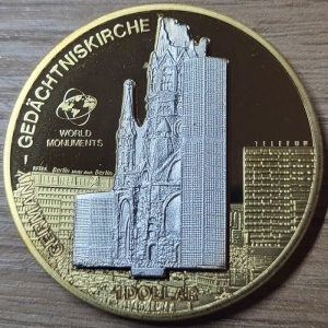 Реверс монеты Острова Кука, 1 доллар, 2009, Мировые Памятники Архитектуры - Мемориальная церковь Кайзера Вильгельма, …