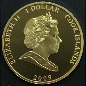 Аверс монеты Острова Кука, 1 доллар, 2009, Елизавета и Филипп в килте с двумя детьми